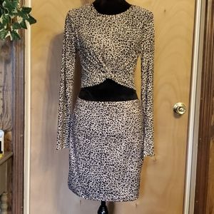 Shein leopard print skirt set actual size small. NWT
